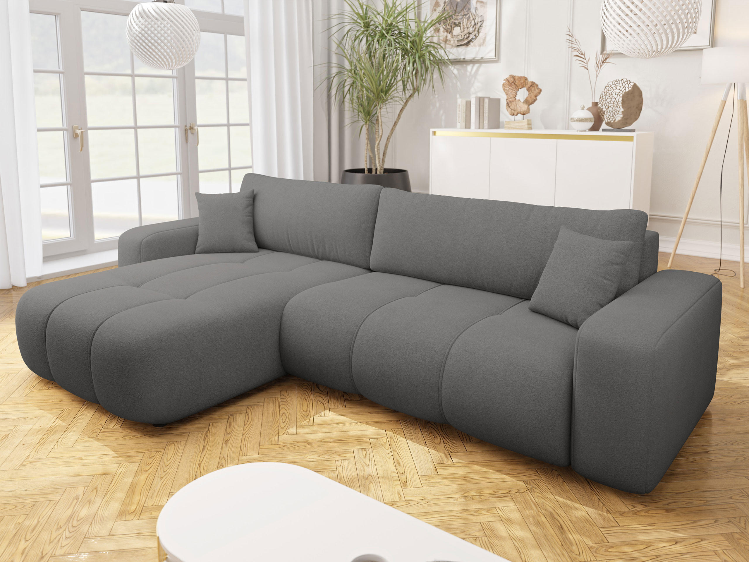 ECKSOFA Furyn Maxi - Dunkelgrau/Schwarz, Holz/Kunststoff (274/145cm) - MIRJAN24