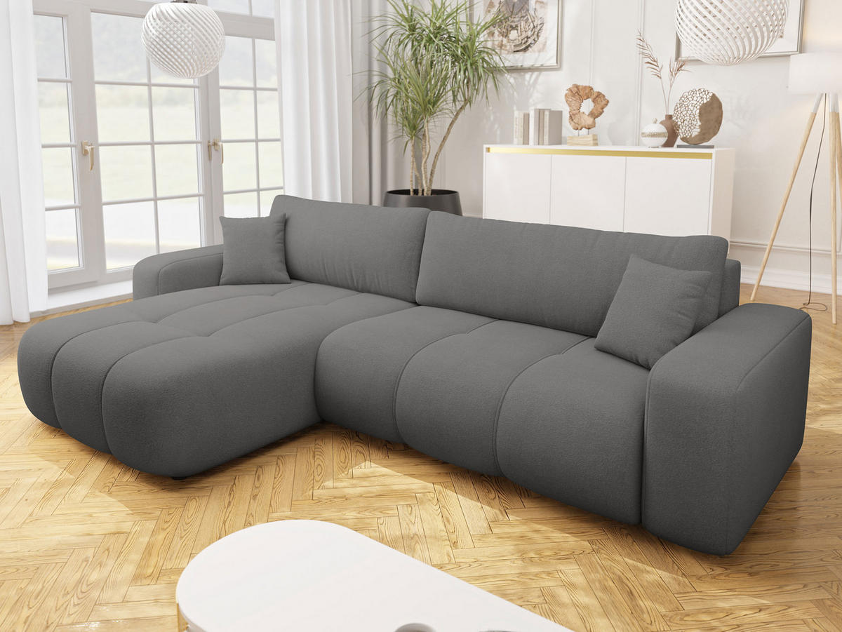 ECKSOFA Furyn Maxi - Dunkelgrau/Schwarz, Holz/Kunststoff (274/145cm) - MIRJAN24