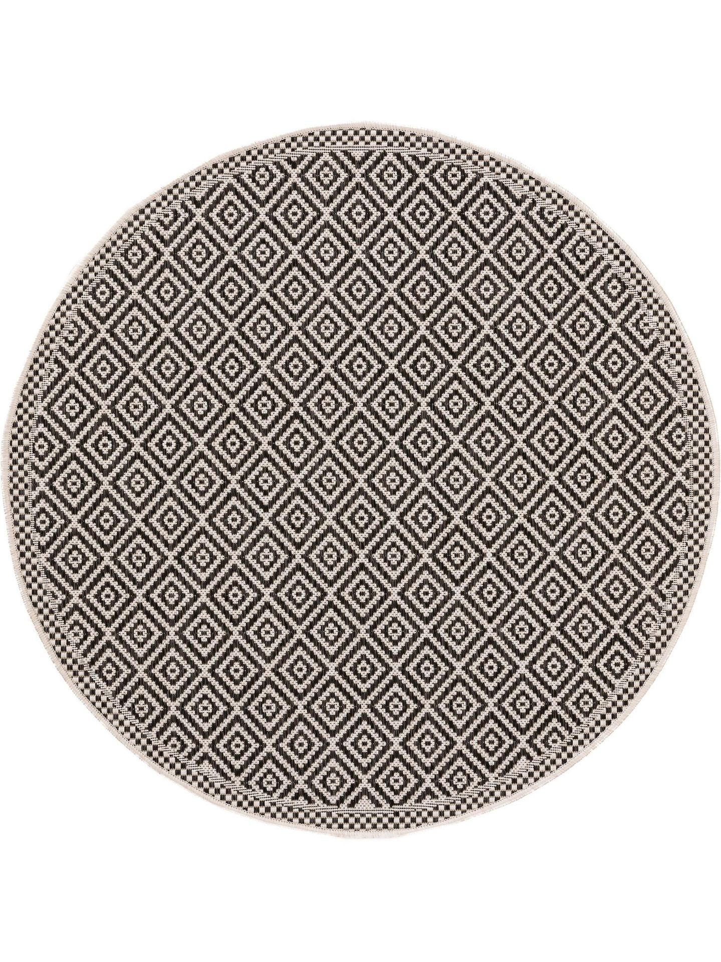 VNITŘNÍ a venkovní kulatý koberec Cleo Bílá/Černá ø 120 cm - bílá/černá, plast/umělá hmota (120/1cm) - KUNSTLOFT