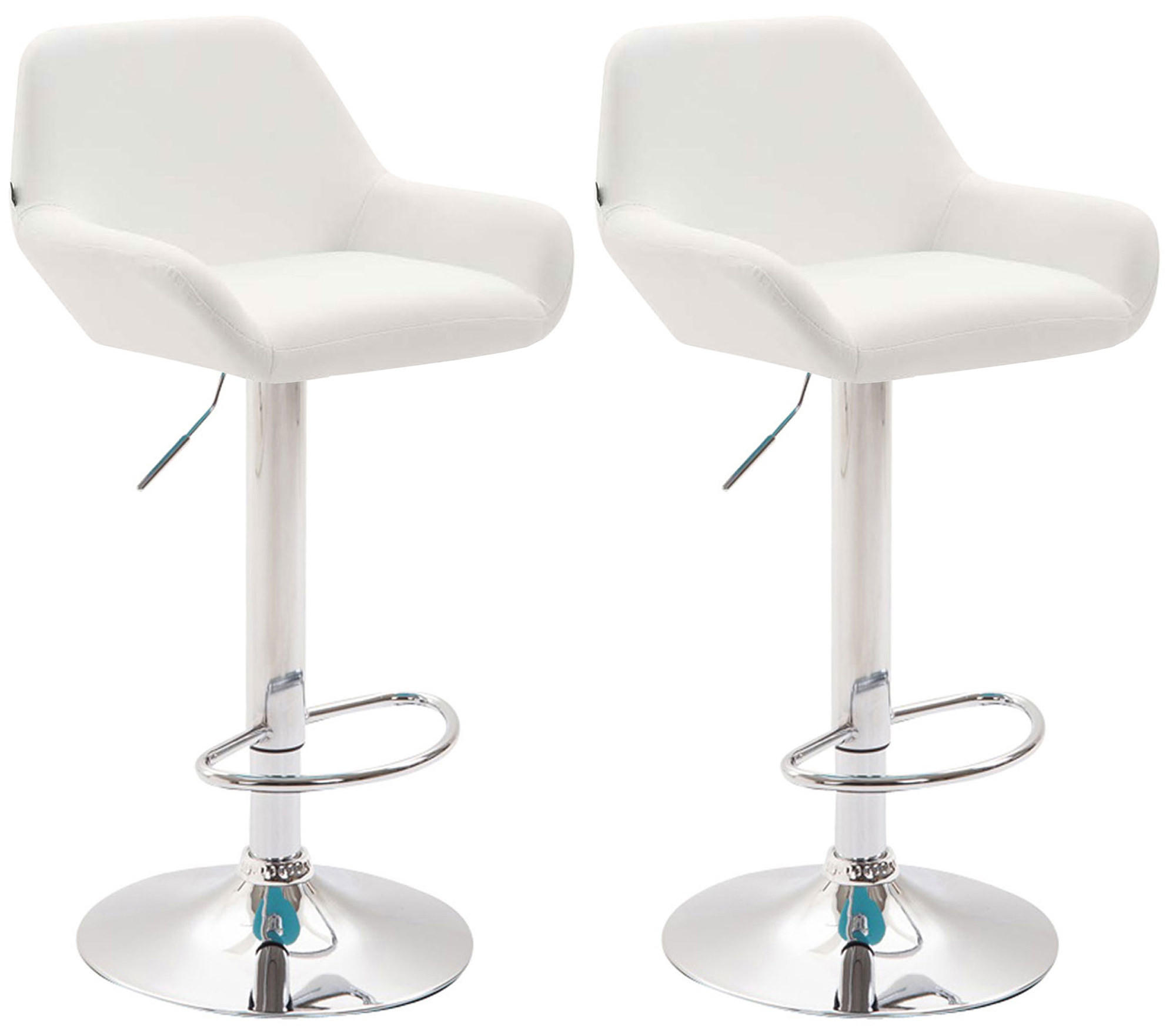 BARHOCKER 2er Set Lederlook weiß - Chromfarben/Walnussfarben, Textil/Metall (51/89/52cm) - CLP