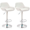 BARHOCKER 2er Set Lederlook weiß - Chromfarben/Walnussfarben, Textil/Metall (51/89/52cm) - CLP