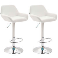 BARHOCKER 2er Set Lederlook weiß - Chromfarben/Walnussfarben, Textil/Metall (51/89/52cm) - CLP