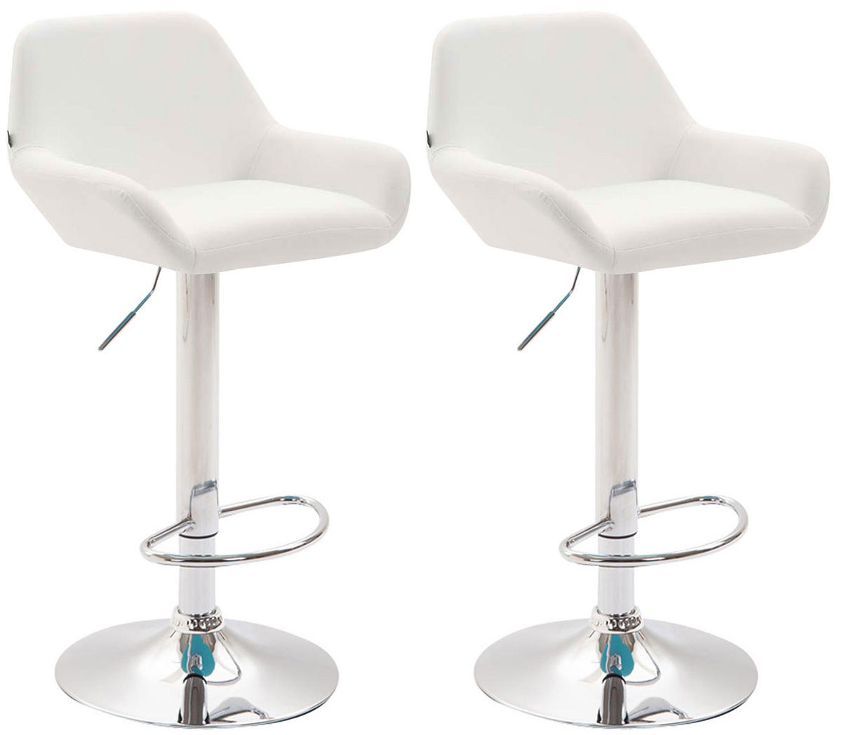 BARHOCKER 2er Set Lederlook weiß - Chromfarben/Walnussfarben, Textil/Metall (51/89/52cm) - CLP