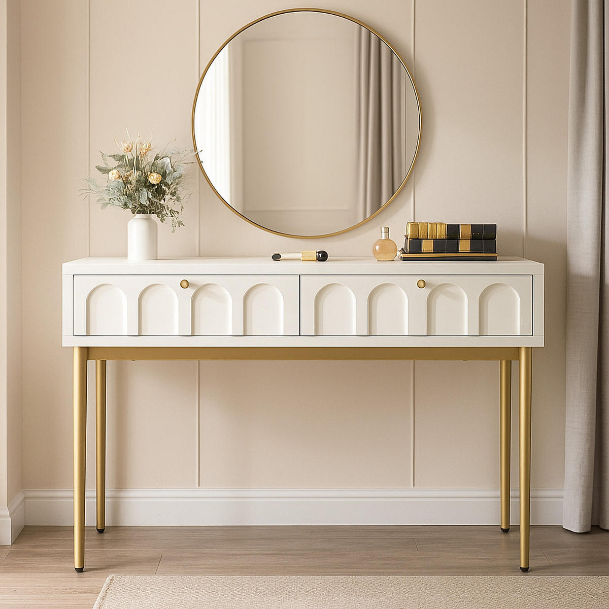 SCHREIBTISCH SET mit 2 Schubladen & Drehstuhl - Weiß, Holzwerkstoff (76.5/100/45cm) - Urban Meuble