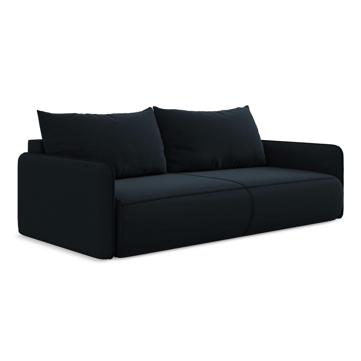 3-SITZER SOFA mit Schlaffunktion Samt Stoff Blau - Blau/Schwarz, Kunststoff/Textil (216/86/105cm) - LaMiaSofa