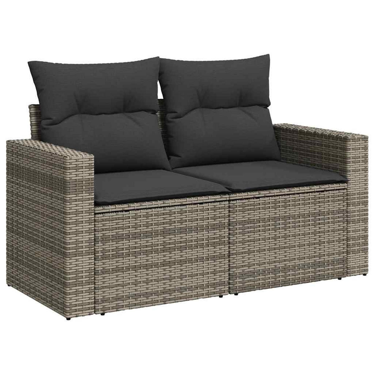 GARTEN-SOFAGARNITUR 6-TLG. Mit Kissen Grau Poly Rattan - Grau, Kunststoff - vidaXL