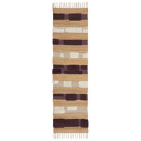 JUTETEPPICH handgewebt mit Fransen WHARFE, im Patchwork-Stil, Natur-Lila, 60 x 230 cm - Lila, Textil (60/230cm) - KADIMA DESIGN
