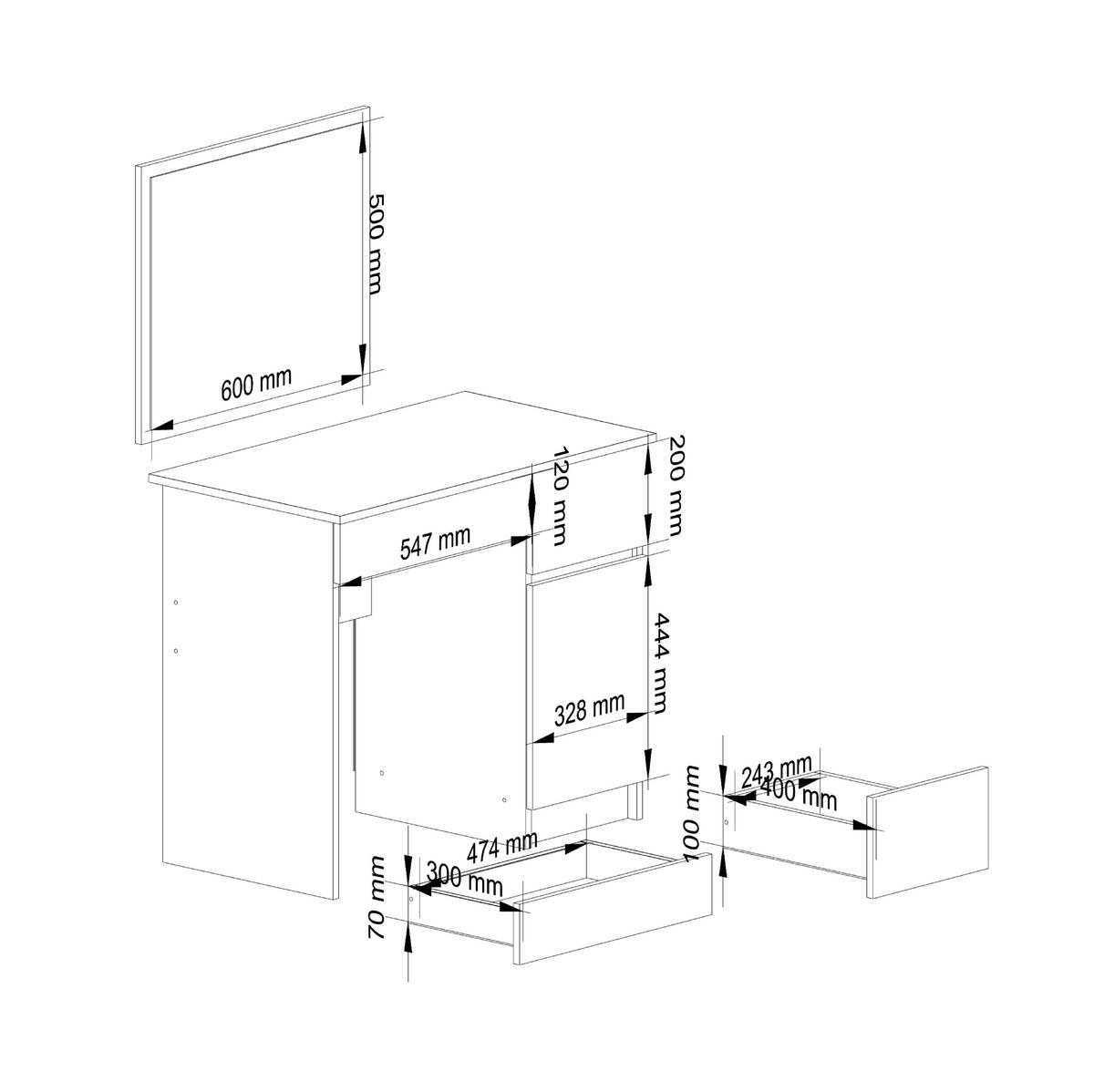 SCHMINKTISCH mit Spiegel - Weiß, Holzwerkstoff (90/142/50cm) - RAUMHIRSCH FURNITURE