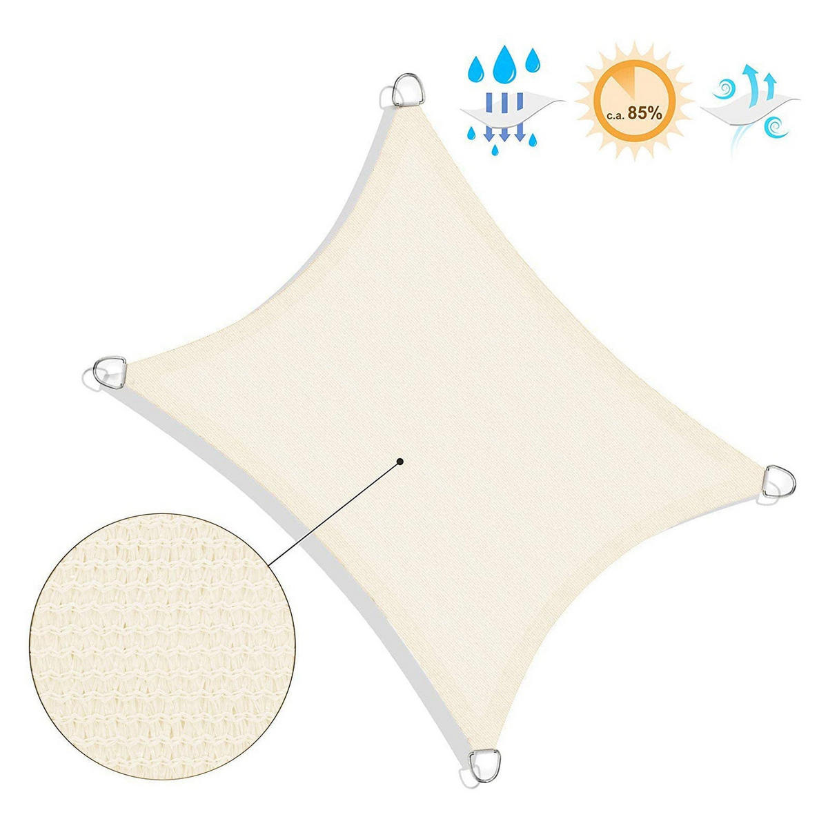 SONNENSEGEL 3 X 5 M - Weiß, Textil (300/500cm) - Hansiro