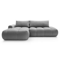 ECKSOFA Ombo Grau Velours 280 cm - Schwarz/Grau, Kunststoff/Textil (284/167cm) - Selsey
