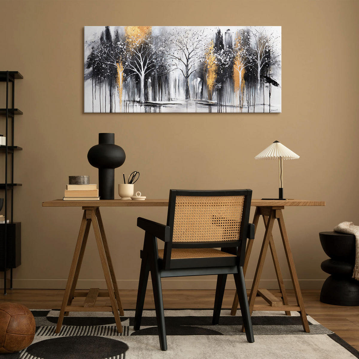 GEMÄLDE Geheimer Wald auf Keilrahmen 115x50 cm - Multicolor, Holz (115/50cm) - YS-art gallery