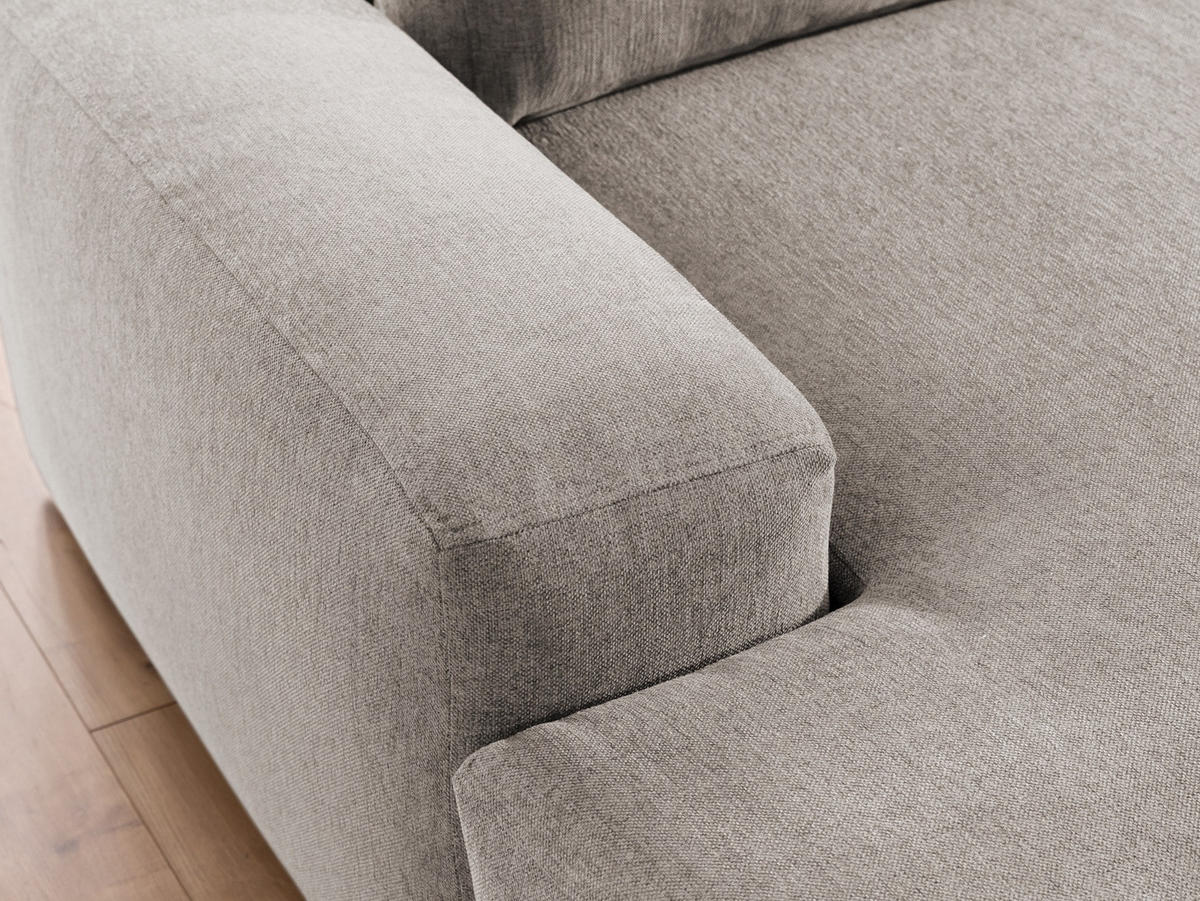 ECKSOFA Lennon aus Beige Strukturstoff mit Schlaffunktion und Bettkasten - Beige/Schwarz, Holz/Kunststoff (137/264cm) - S-Style