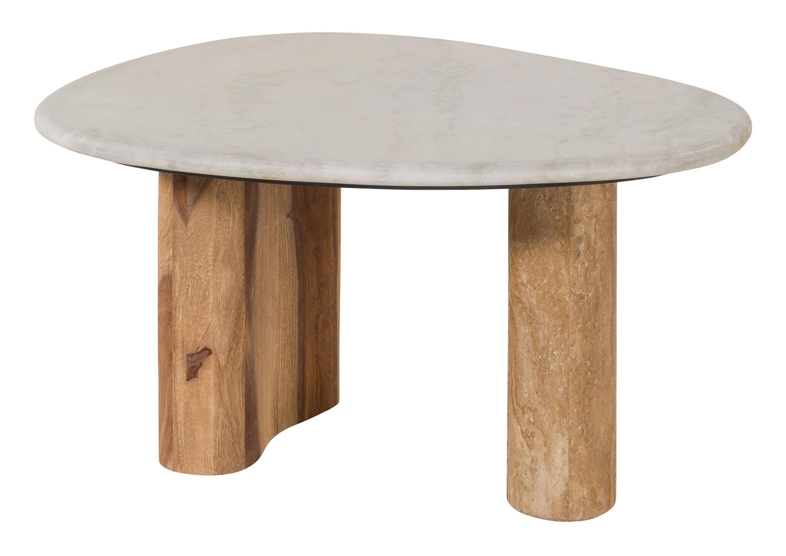 COUCHTISCH Sheesham 70x65x35 natur sandgestrahlt lackiert / Marmor weiß ORGANIC COLLECTION #32 - Braun, Holzwerkstoff (65/70/35cm) - Massivmoebel24