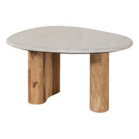 COUCHTISCH Sheesham 70x65x35 natur sandgestrahlt lackiert / Marmor weiß ORGANIC COLLECTION #32 - Braun, Holzwerkstoff (65/70/35cm) - Massivmoebel24