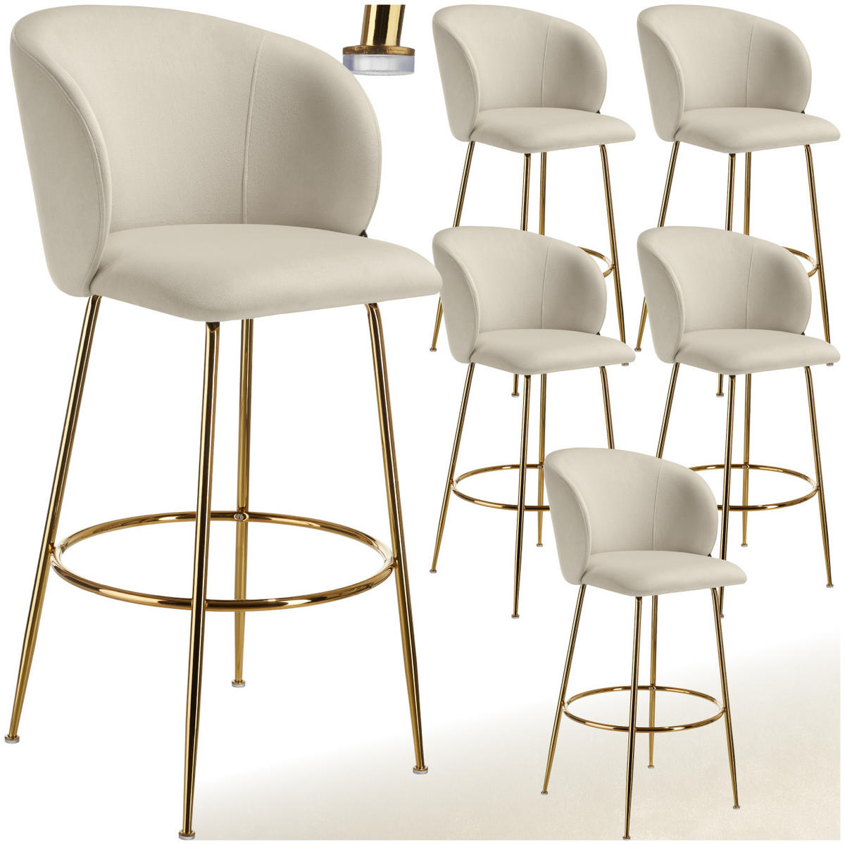 BARSTUHL Luana,51 x 60 x 106 cm, Belastbarkeit 120 kg,creme/gold - Goldfarben/Creme, Kunststoff (51/106/60cm) - tectake