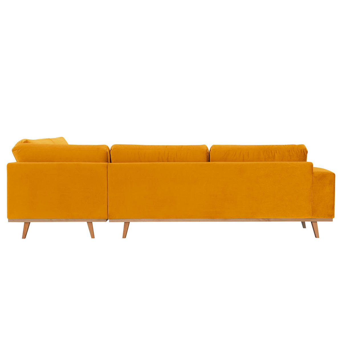ECKSOFA mit Ottomane - Gelb/Buchefarben, Buchenholz/Textil (287/219cm) - home24