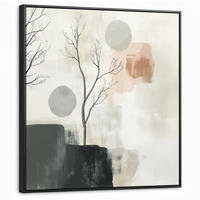 LEINWAND Bilder mit Rahmen - Wabi sabi - Beige - Pflanze - 90x90 - Sandfarben, Textil (90/90cm) - MuchoWow