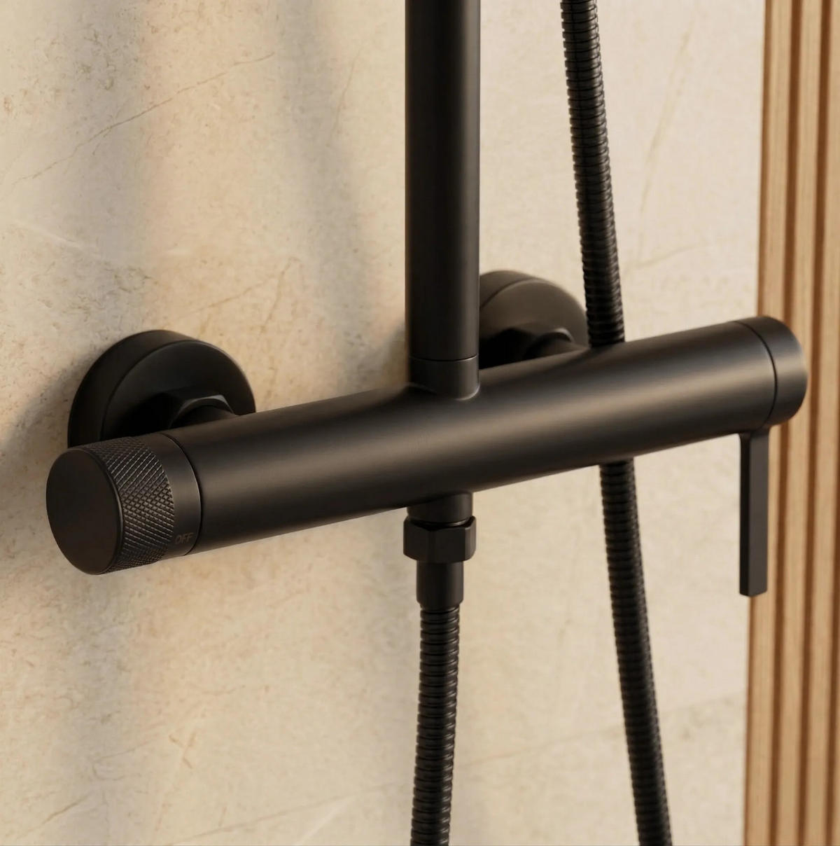 DUSCHGARNITUR Rea Rivo Black - Schwarz, Metall (29.5/126.5/33cm) - REA