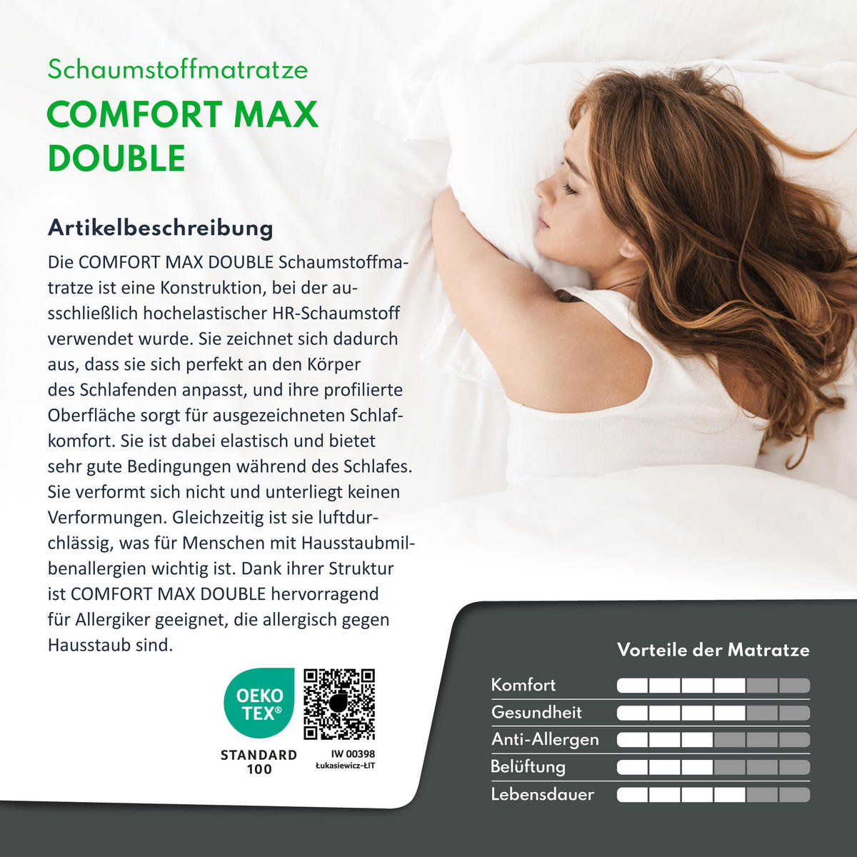 KOMFORTSCHAUMMATRATZE Comfort Plus H3 20 cm - Weiß, Textil (90/200cm) - FDM