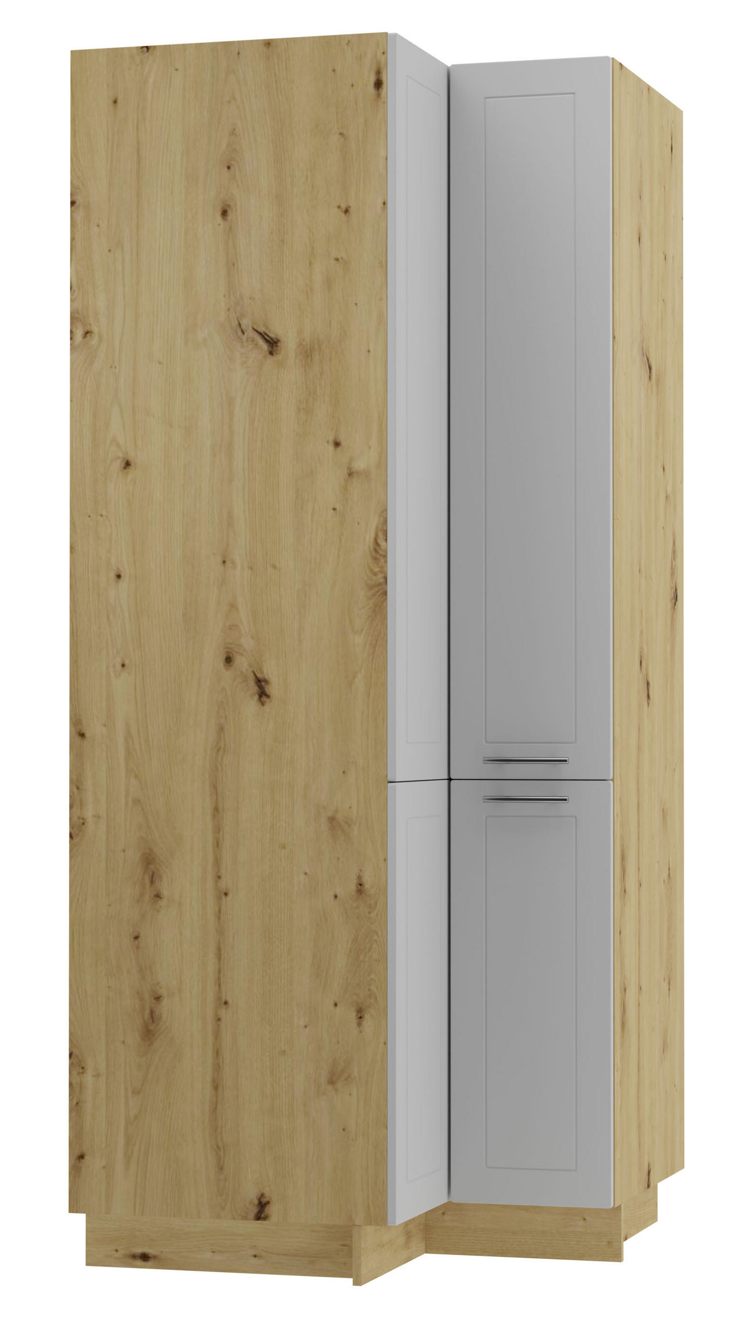 Feldmann-Wohnen Eckvorratsschrank Eiche Artisan, Grau 90x207x90 cm