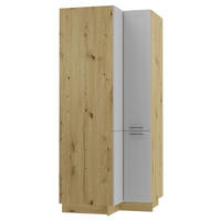 ECKVORRATSSCHRANK Kvantum D24N/207 Eiche Artisan / Dust Grey Matt - Eiche Artisan/Grau, Holz/Holzwerkstoff (90/207/90cm) - Feldmann-Wohnen