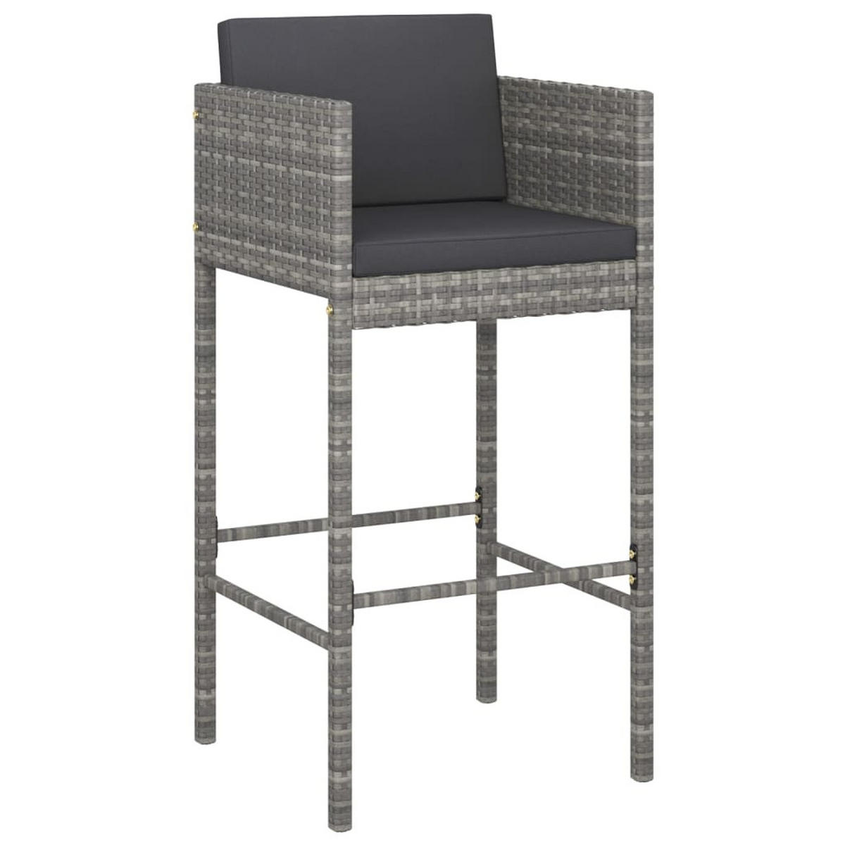 BARHOCKER 2er set Mit Kissen Grau Poly Rattan - Grau, Kunststoff (50/100/48cm) - vidaXL