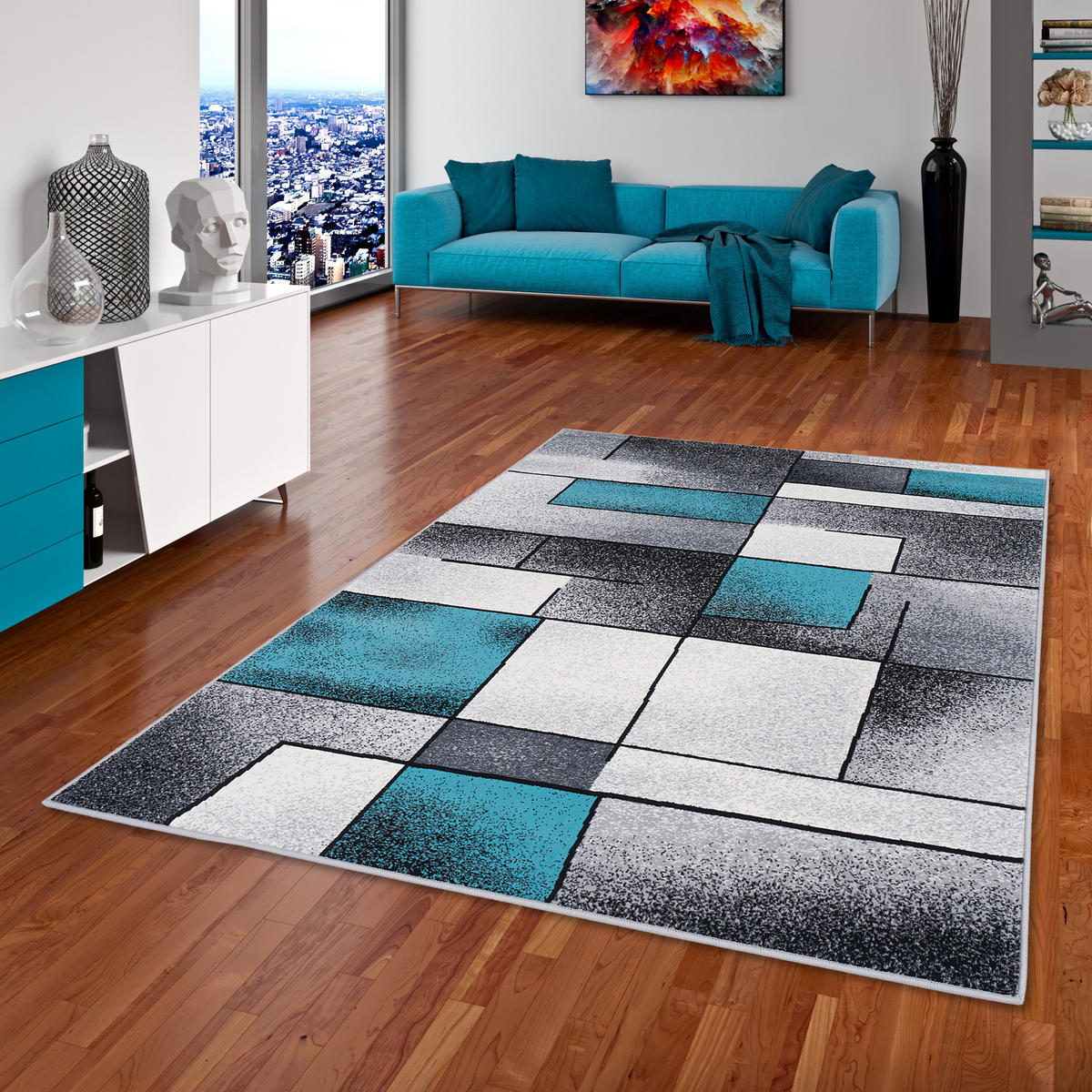 DESIGNER TEPPICH BRILLIANT FANTASY - Türkis, Textil (140/200cm) - Pergamon