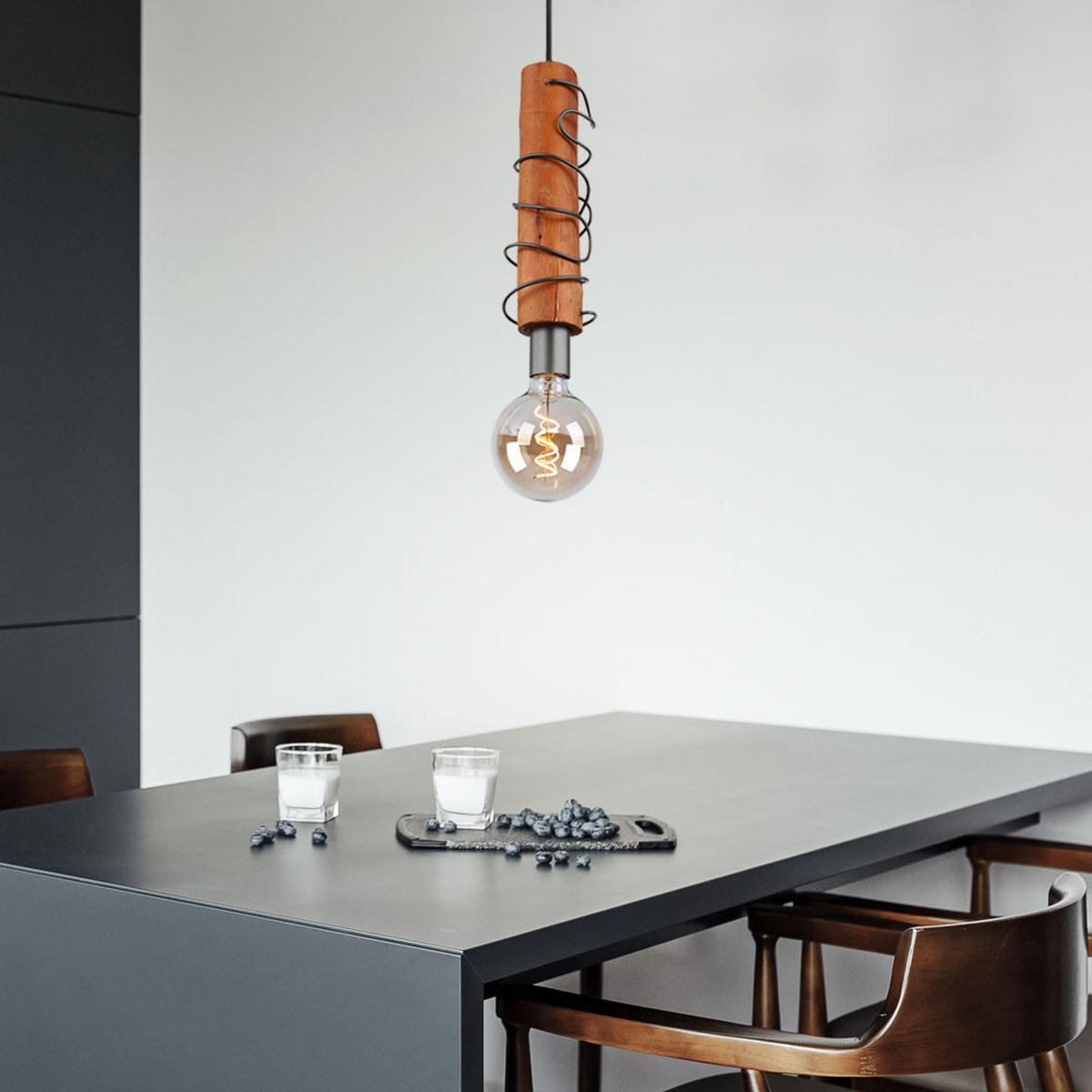 HÄNGELEUCHTE ALICE Holz Braun 2er Set - Braun, Holz (10/10/120cm) - Globo Lighting