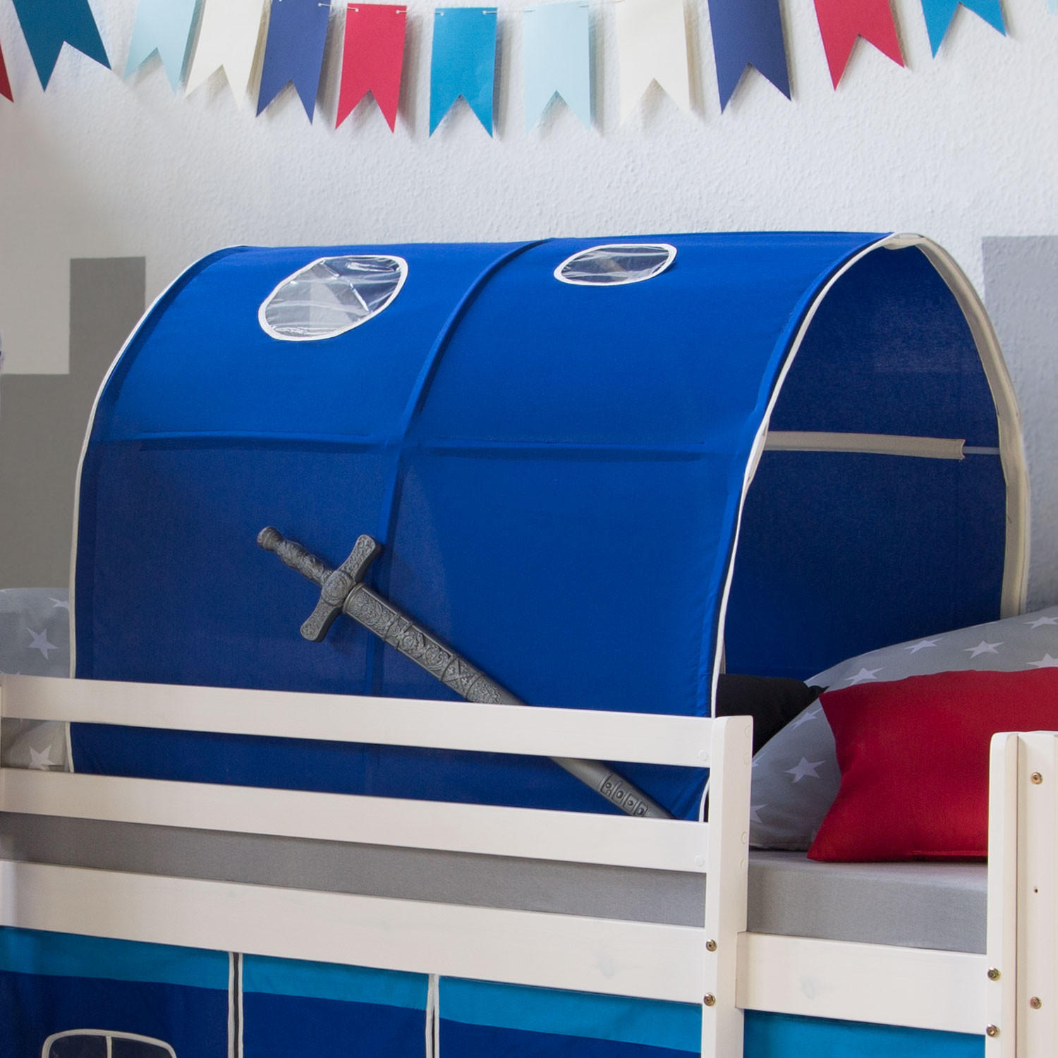 TUNNELSET für Hochbett 90 cm Blau - Blau, Textil (90/70/100cm) - Homestyle4u