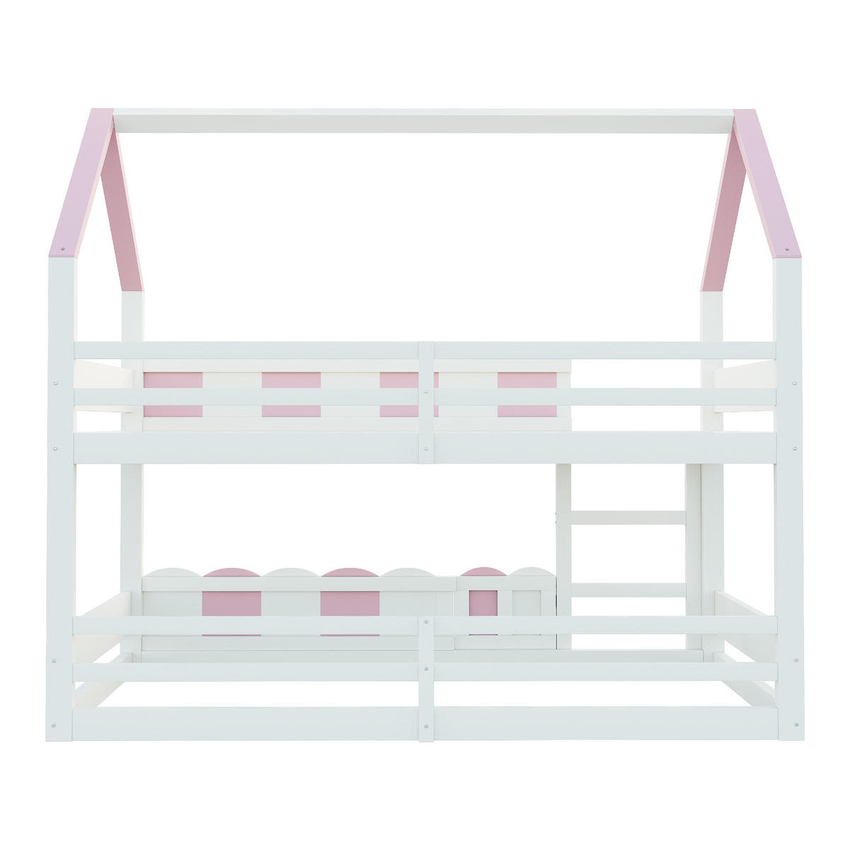ETAGENBETT 90/200 cm DE-01478, in Rosa, mit Hausdesign und Sicherheitsgeländer - Pink, Holz (90/200cm) - ComfortXL