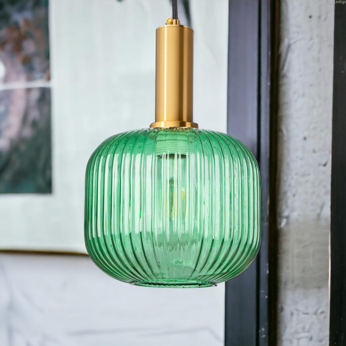 PENDELLEUCHTE Paris - Goldfarben/Schwarz, Glas/Metall (19/19/125cm)