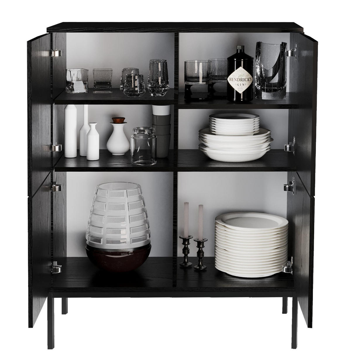 KOMMODE Schwarz Industrial Mit Türen Auf Metallbeinen - Schwarz, Holzwerkstoff (100/120/41cm) - Sepro Meble