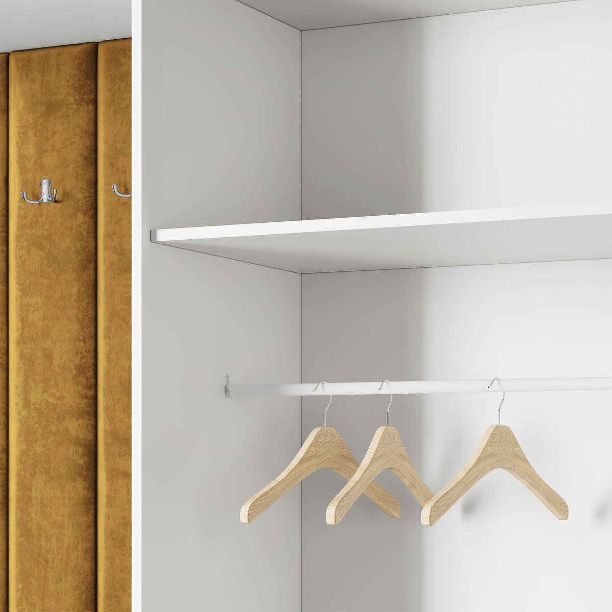 GARDEROBENSCHRANK REMA 120/240/60 cm Modern Garderobe-Set Eiche Lefkas - Eichefarben/Gelb, Holzwerkstoff (120/240/60cm) - MASSENO