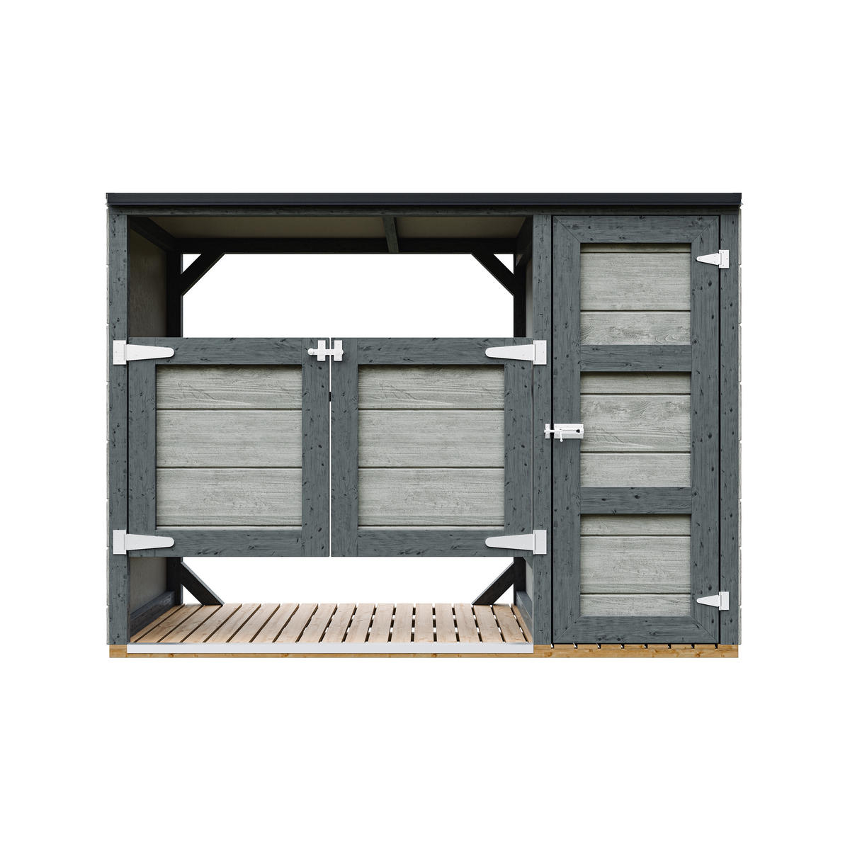 MÜLLTONNENBOX 2er 240L, M981A-TUNDRA CAVERN, aus wetterfestem LP Smartside Holz - Graubraun, Holz (217/159/75cm) - Timbela