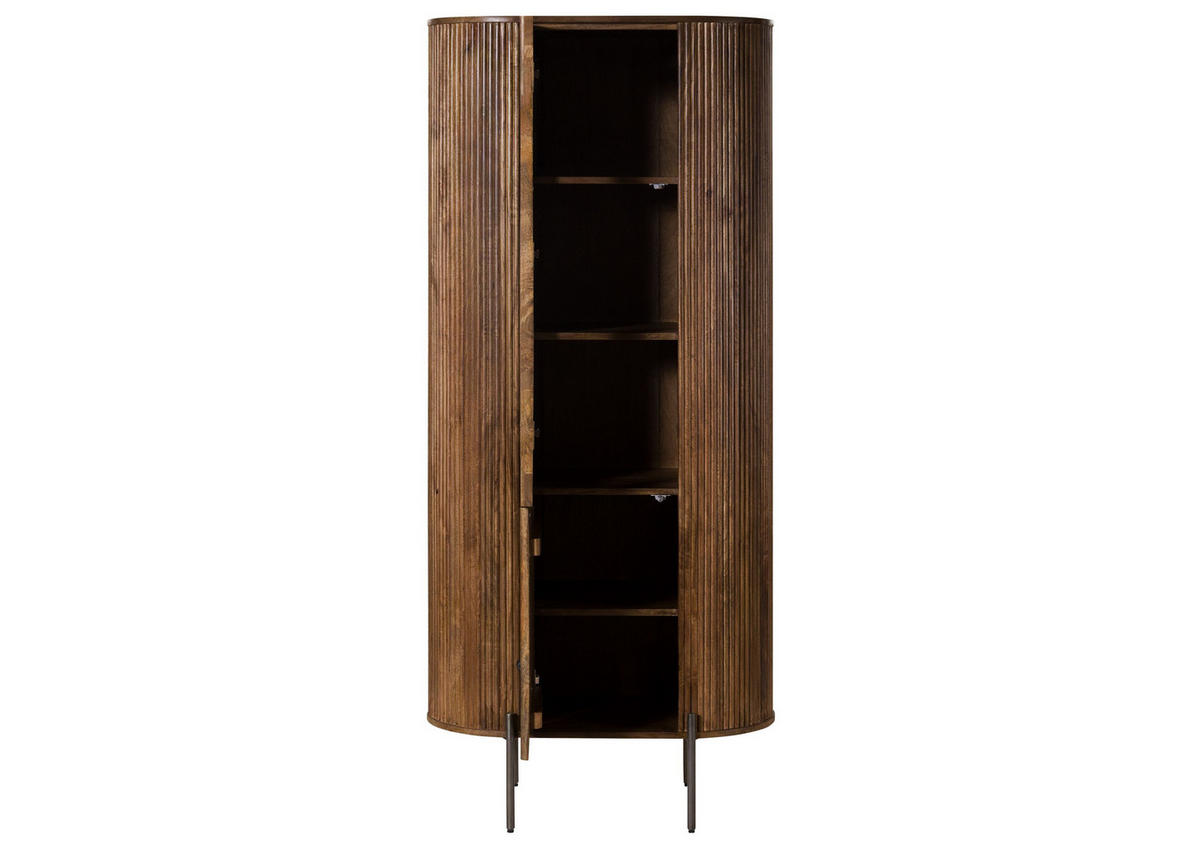 VITRINE Mango 80x45x180 braun lackiert BARCELONA #244 - Braun, Holz (80/180/45cm) - Massivmoebel24
