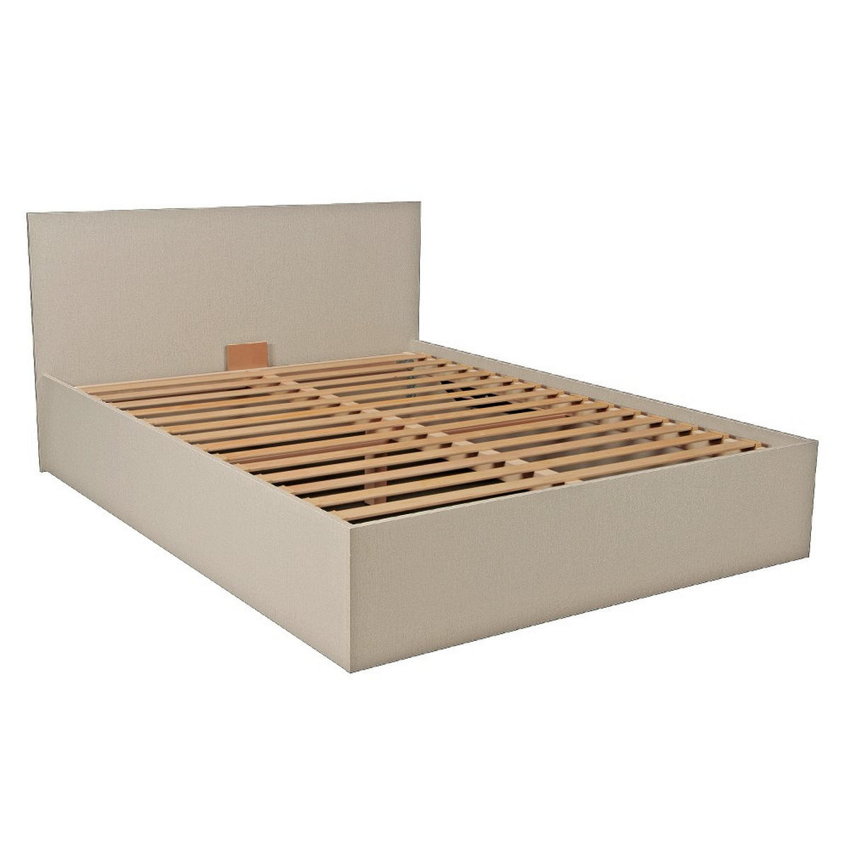 BETT MADRID 140x190 mit Lattenrost - Leinenimitationsdekor - Weiß, Holzwerkstoff (140/190cm) - Weber Industries