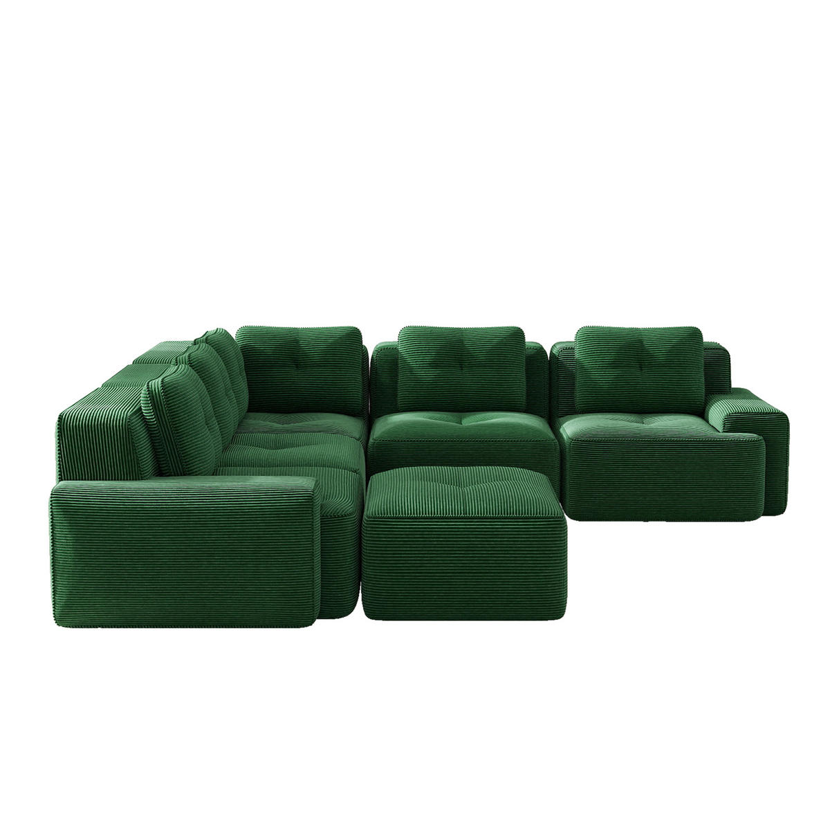 WOHNLANDSCHAFT DE-34424 mit Ottoman und Cordstoff Grün - Grün, Textil (295/69/295cm) - ComfortXL