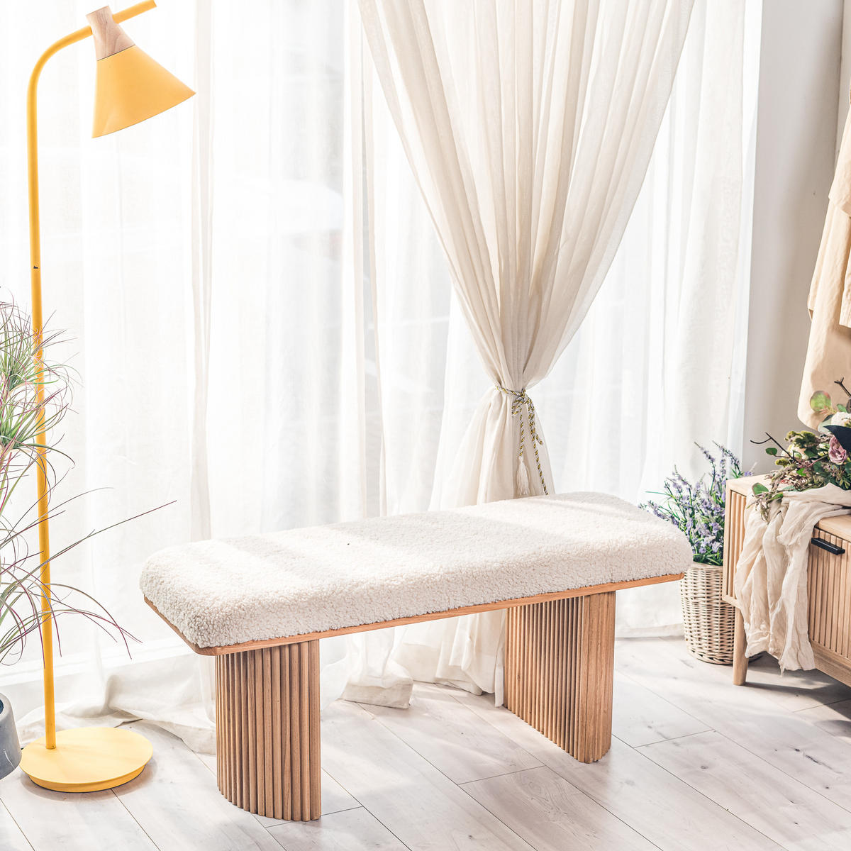 SITZBANK Holz Weiß - Weiß, Holz (100/46/35cm) - Nordlys