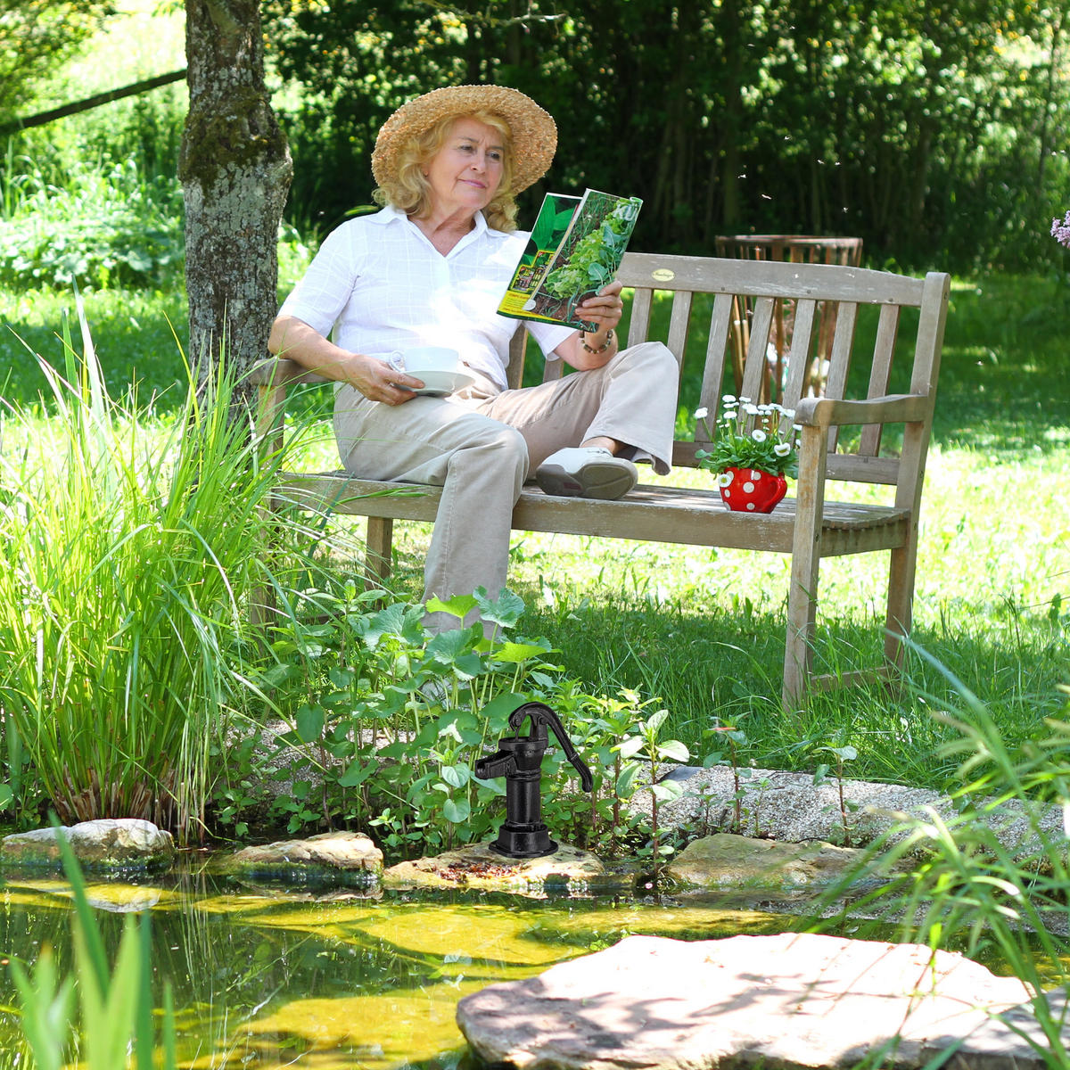 ČERPADLO Deco - černá, kov (10.5/13.5/22.5cm) - Relaxdays