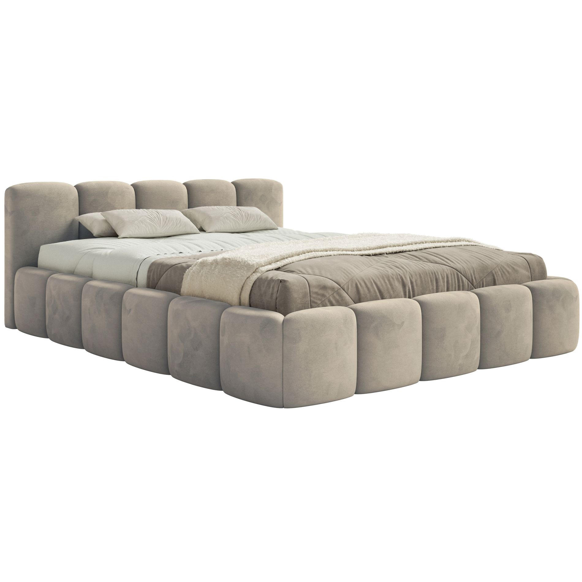 POLSTERBETT Cloudy Low Graubeige Samtbezug 200x200 - Taupe, Textil (200/200cm) - Selsey