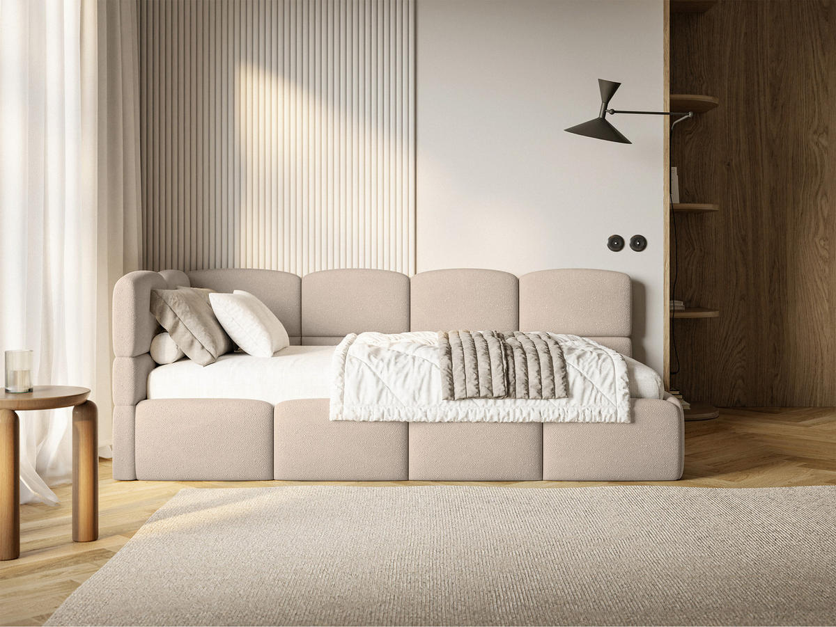 JUGENDBETT Cloudy Beige 120 cm, Chenille - Beige/Schwarz, Kunststoff/Textil (120/200cm) - Selsey