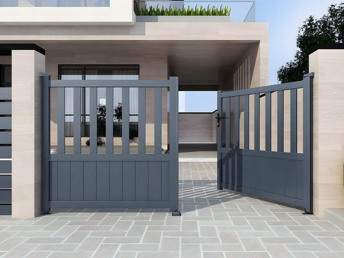 FLÜGELTOR - 315.1cm x 4.5cm - Aluminium - anthrazitgrau - TARNOS II - Anthrazit, Metall (315.1/140cm) - Vente-Unique