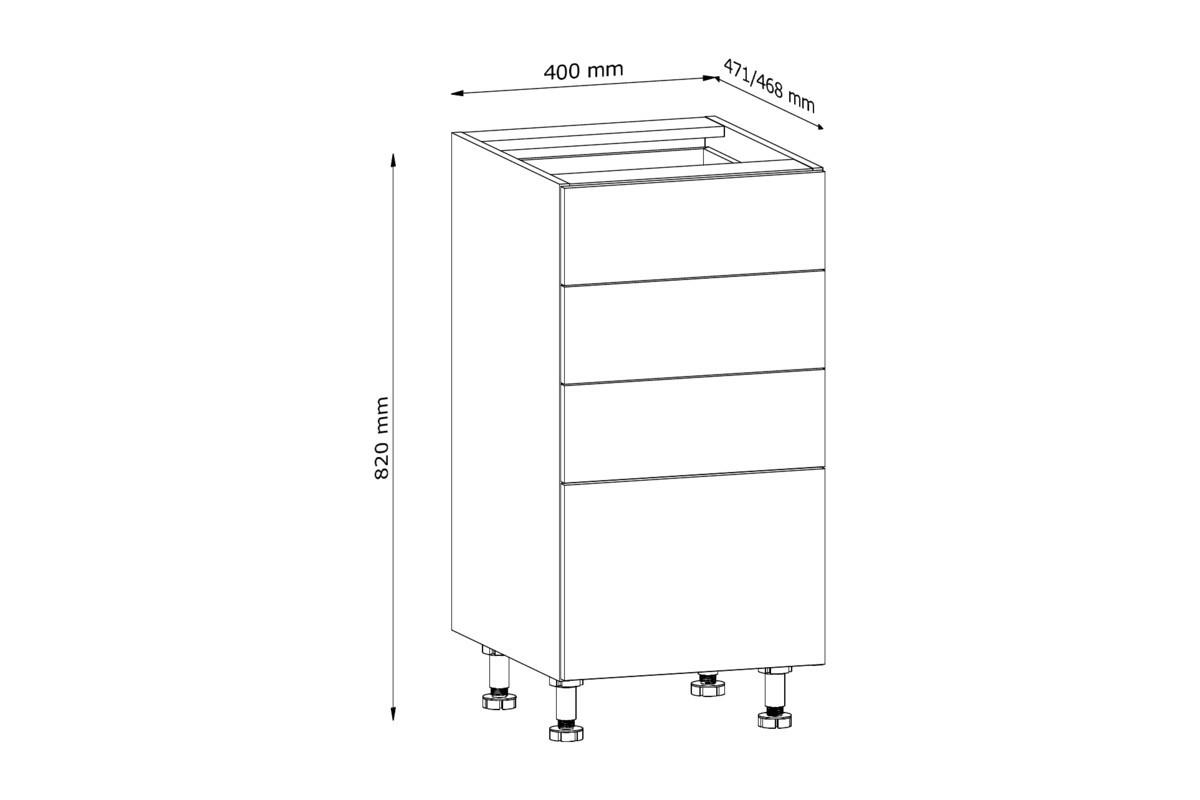 UNTERSCHRANK 40 cm – Nexa D40S4 – Beige / Push-to-Open Mechanismus - Beige, Holzwerkstoff (40/82/47cm) - ROYAL24_MARKT