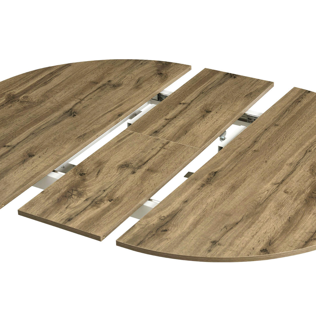 ESSTISCH LIV 120-150/120/76 cm Rund Eiche - Eichefarben/Weiß, Holzwerkstoff (120/120/76cm) - B&D Home