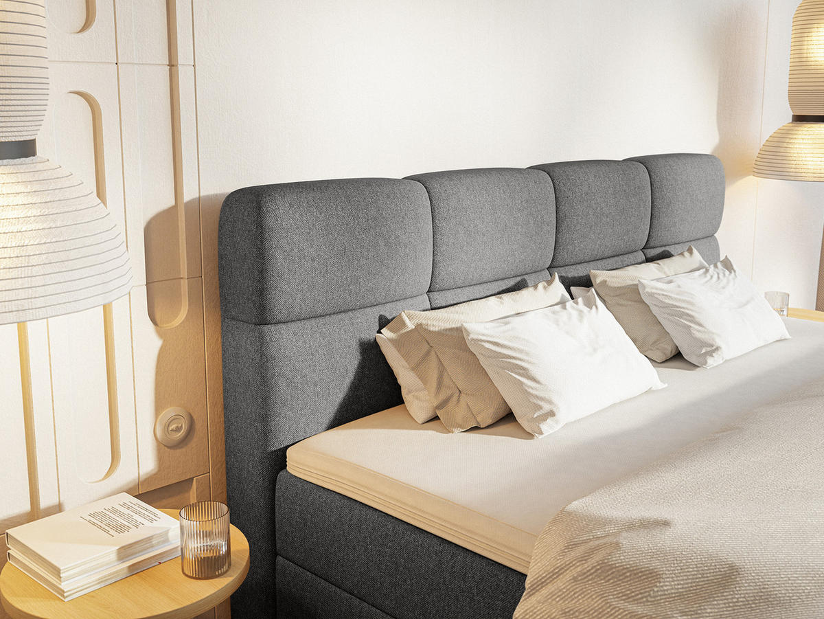 BOXSPRINGBETT ALZEA 180x200 cm, Dunkelgrau - Dunkelgrau, Textil (180/200cm) - Fedve