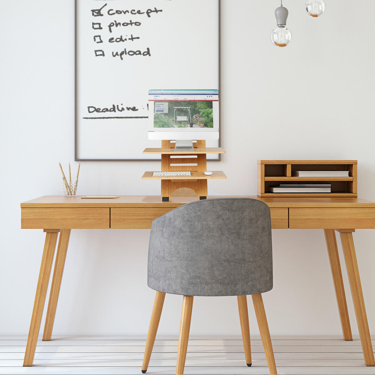 STEHSCHREIBTISCH-AUFSATZ - Hellbraun, Holz (61/60/61cm) - Relaxdays