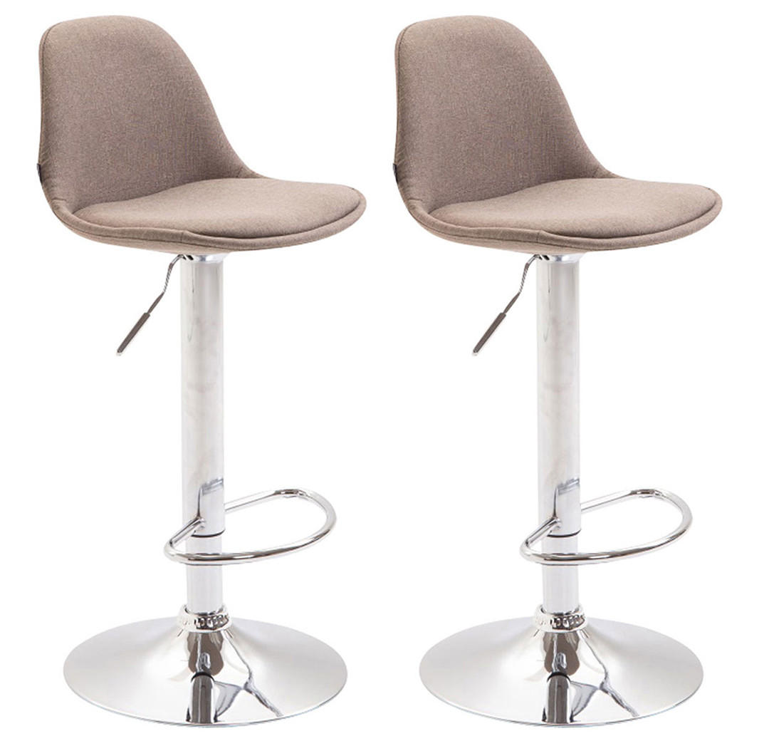 BARHOCKER 2er Set Stoff taupe - Taupe/Chromfarben, Textil/Metall (39/82/43cm) - CLP