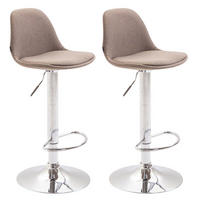 BARHOCKER 2er Set Stoff taupe - Taupe/Chromfarben, Textil/Metall (39/82/43cm) - CLP