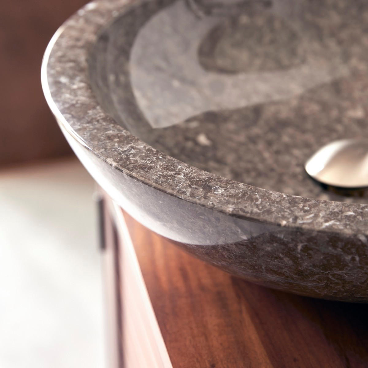 WASCHBECKEN Calypso Grau aus Marmor - Grau, Stein (43/12/43cm) - Tikamoon