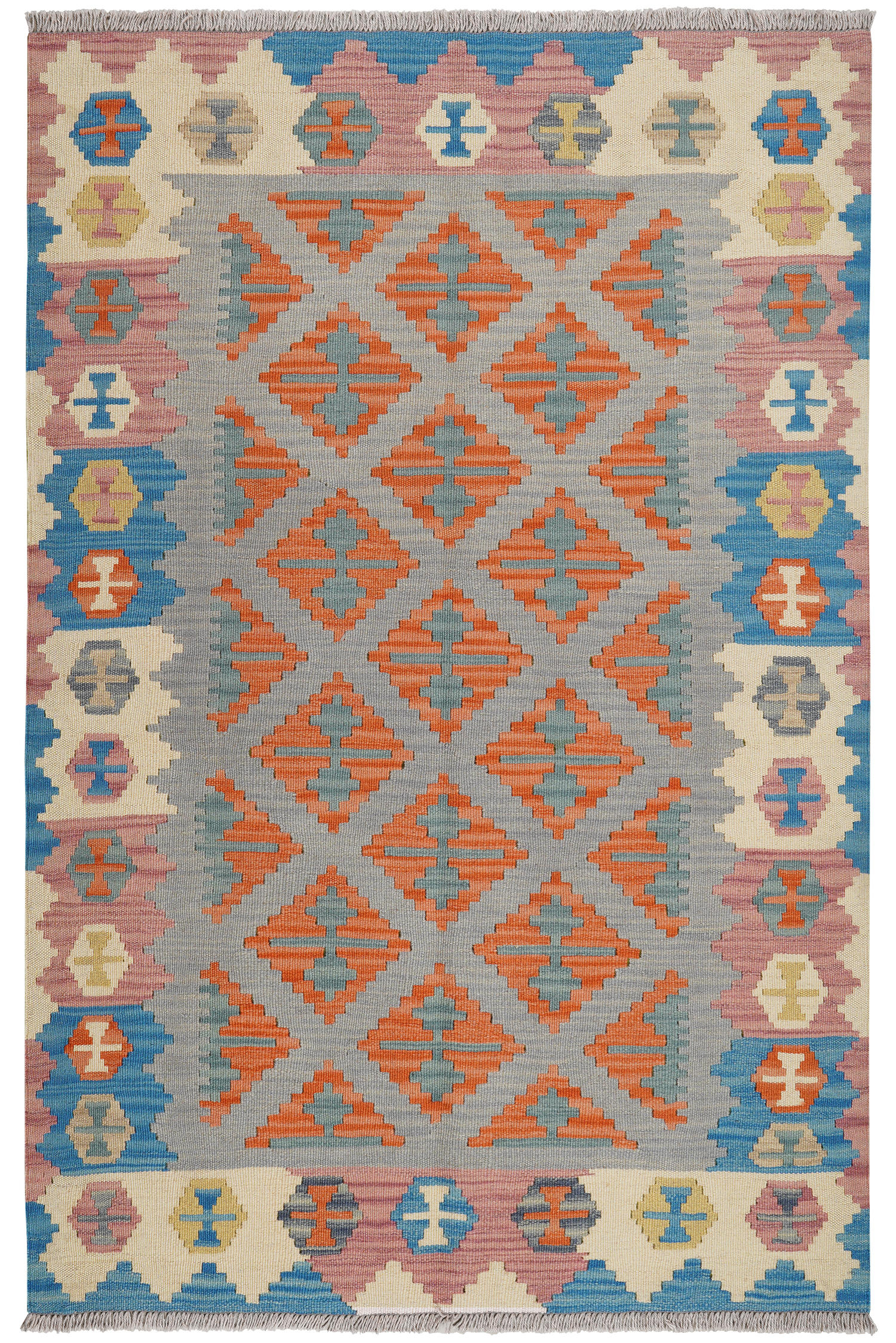 HANDWEBTEPPICH Kelim Gashgai Grau 175/115 cm Schurwolle - Grau, Textil (115/175cm) - Looma